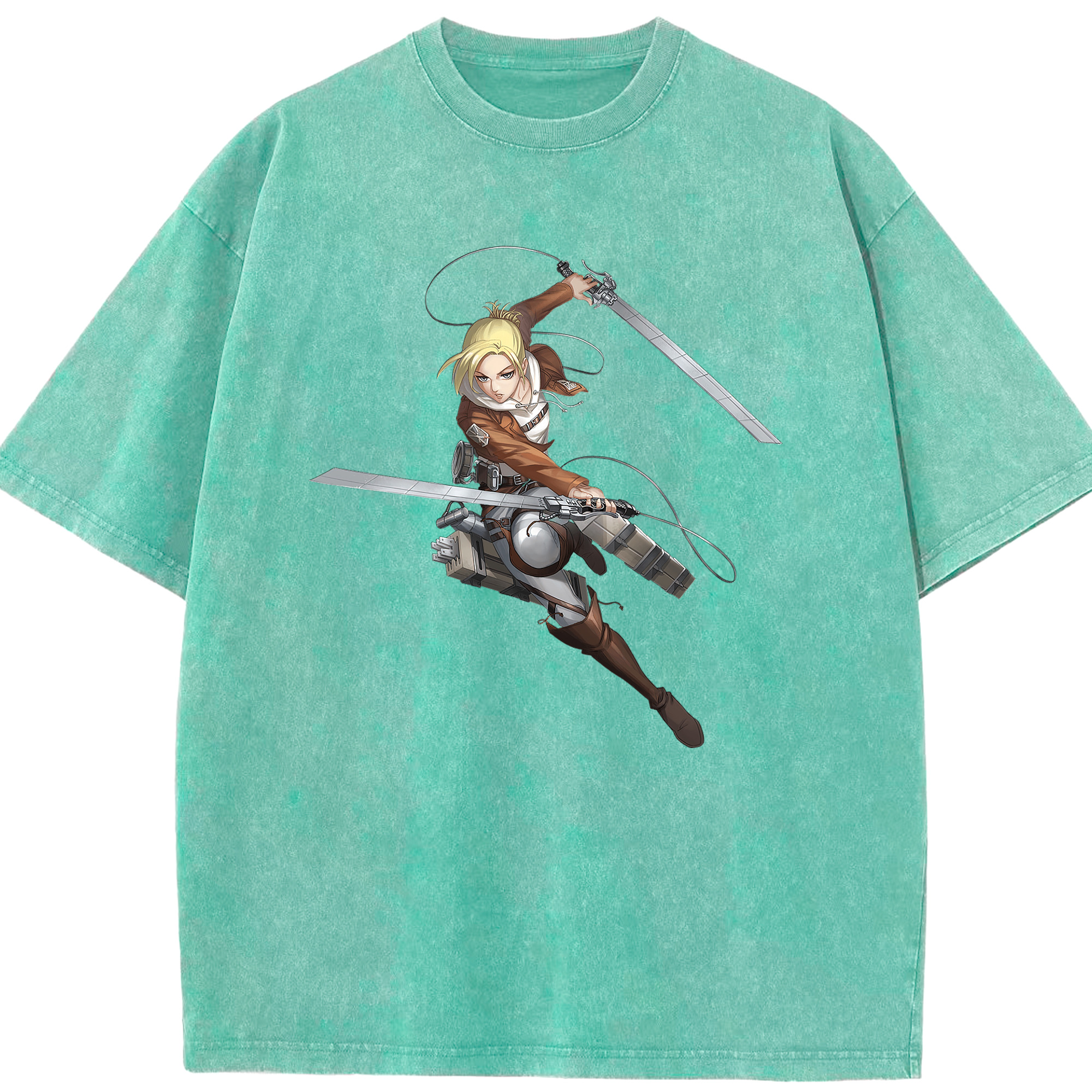 （画像用） 進撃の巨人 アニ・レオンハート Attack on Titan Annie Leonhart 綿100% ヴィンテージ風 半袖Tシャツ（フロントプリント）